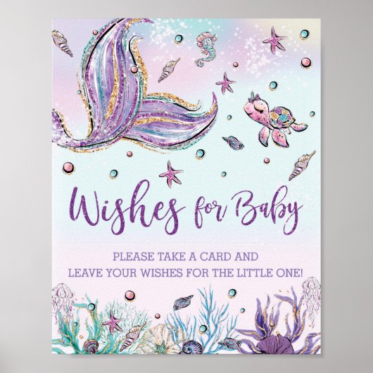 Mermaid Tail onder het Zee wenst Baby Poster (Voorkant)