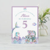 Mermaid Tail Purple Girly Birthday Invitation (Debout devant)