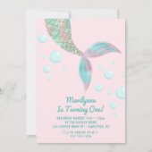 Mermaid Tail rose 1er anniversaire Invitation (Devant)