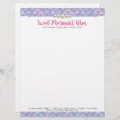 Mermaid Tail Scale & Pearl Pastel Sparkle Boutique Briefhoofd (Voorkant / Achterkant)