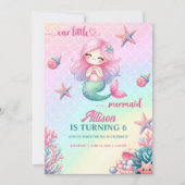 Mermaid Tail Teal Pink Girly Birthday Invitation (Devant)