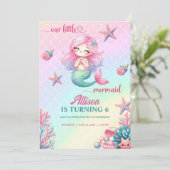 Mermaid Tail Teal Pink Girly Birthday Invitation (Debout devant)
