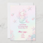 Mermaid Tail Teal Pink Girly Birthday Invitation (Dos)