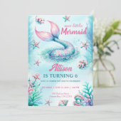 Mermaid Tail Teal Pink Girly Birthday Invitation (Debout devant)