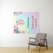 Mermaid Tail Teal Pink Girly Birthday Wandkleed (In Situ (horizontaal))