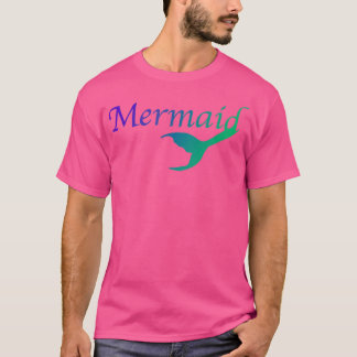 Mermaid Tail tekst paars groen T-shirt