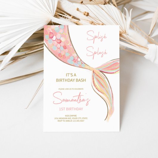 Mermaid Tail Thème Anniversaire Invitation