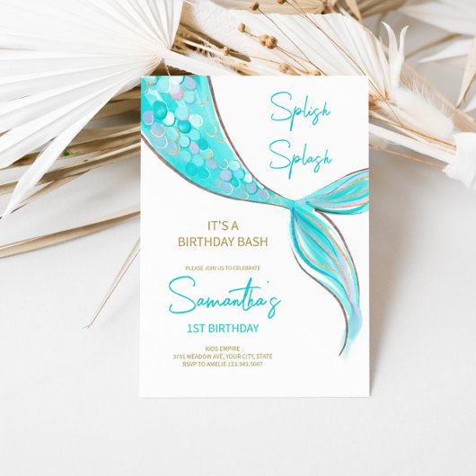 Mermaid Tail Thème Anniversaire Invitation