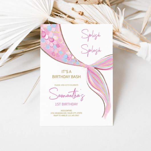 Mermaid Tail Thème Anniversaire Invitation