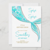 Mermaid Tail Thème Anniversaire Invitation (Devant)