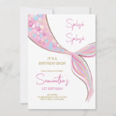 Mermaid Tail Thème Anniversaire Invitation (Devant)