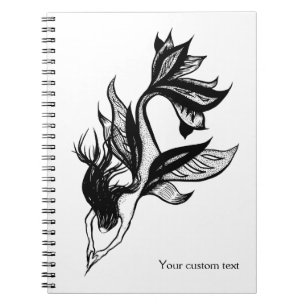 Mermaid Tattoo Style Black White Ink Tekening Notitieboek