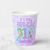 Mermaid themad verjaardag papieren bekers (Links)