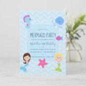 Mermaid thème Anniversaire de fête invitation (Debout devant)