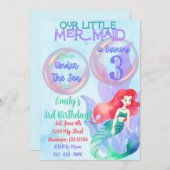 Mermaid Thème Anniversaire Invitation (Devant / Derrière)