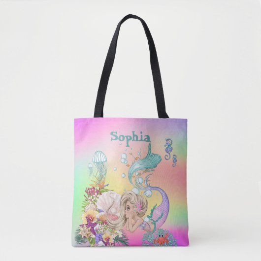 Mermaid Theme Cute Rainbow-Canvas tas (Voorkant)
