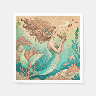 Mermaid theme party custom napkins servet