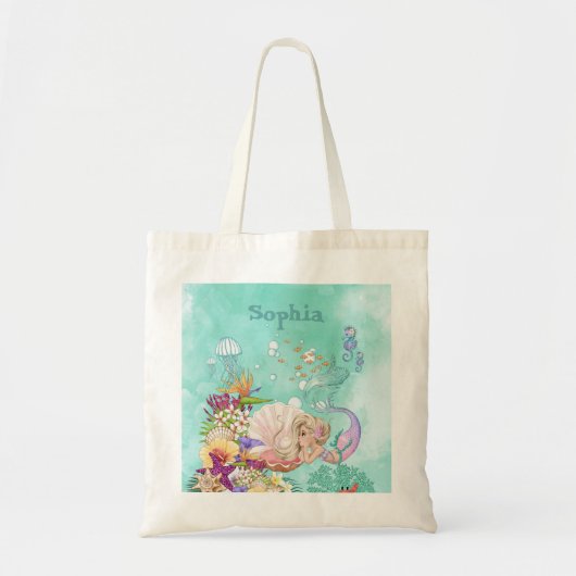 Mermaid Theme Roze Blue Cute Personal Tote Bag (Voorkant)
