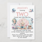 Mermaid Themed 2nd Birthday Invitation (Devant)