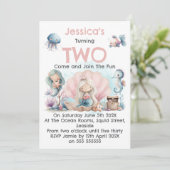 Mermaid Themed 2nd Birthday Invitation (Debout devant)