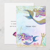Mermaid themed Birthday Bedankkaart (Voorkant / Achterkant)