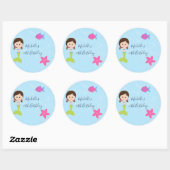 Mermaid themed Birthday Party Ronde Sticker (Vel)