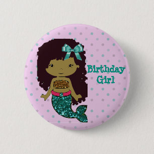 Mermaid Thete "Birthday Girl"-Button Ronde Button 5,7 Cm