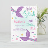 Mermaid traîne sous la mer Invitation d'anniversai (Debout devant)
