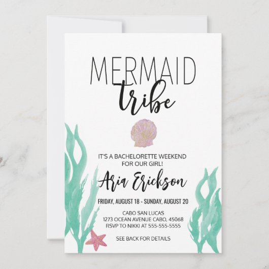 Mermaid Tribe Bachelorette Invitation Kaart (Voorkant)