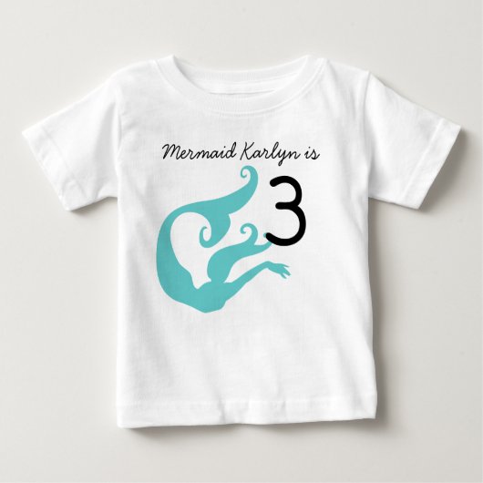 Mermaid Tshirt personnalisable 3e anniversaire (Devant)