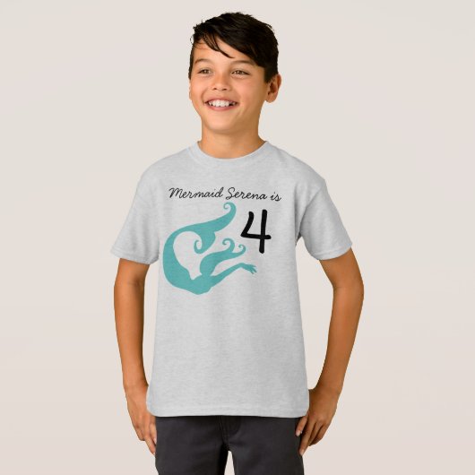 Mermaid Tshirt personnalisable 4e anniversaire (Devant entier)