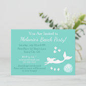 Mermaid Turquoise Beach Party Invitation personnal (Debout devant)