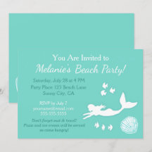 Mermaid Turquoise Beach Party Invitation personnal