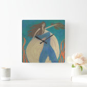 Mermaid & Turtle Wall Clock Vierkante Klok (Huis)
