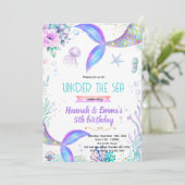 Mermaid twins party invitation (Debout devant)