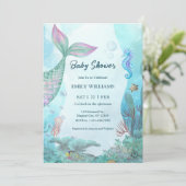 Mermaid Under The Sea Baby Shower Invitations (Debout devant)