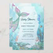 Mermaid Under The Sea Baby Shower Invitations (Devant / Derrière)