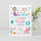 Mermaid Under the Sea birthday invitation (Debout devant)