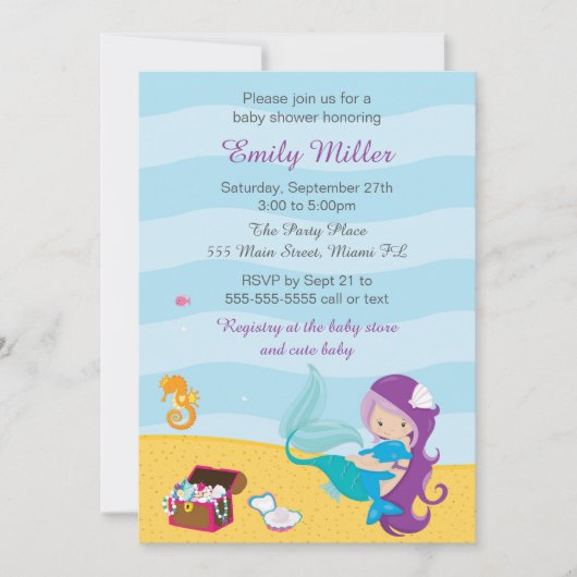 Mermaid Under the Sea Bridal Shower Invitation 2 (Devant)
