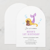 Mermaid Under the sea first birthday invitation (Devant / Derrière)