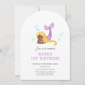 Mermaid Under the sea first birthday invitation (Devant)