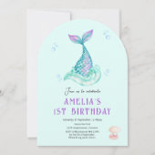 Mermaid Under the sea turquoise invitation d'anniv (Devant)