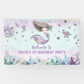 Mermaid under the Zee Birthday Party Backdrop Spandoek (Horizontaal)