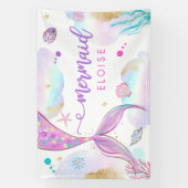 Mermaid under the Zee Birthday Party Welcome Spandoek (Verticaal)