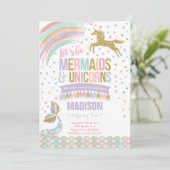 Mermaid & Unicorn Anniversaire Invitation Magie Pa (Debout devant)