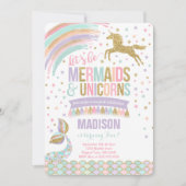 Mermaid & Unicorn Anniversaire Invitation Magie Pa (Devant)