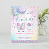 Mermaid & Unicorn Anniversaire Invitation Magie Pa (Debout devant)