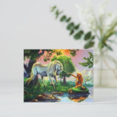 mermaid & unicorn briefkaart (Staand voorkant)