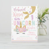 Mermaid Unicorn Girl Birthday Invitation (Debout devant)