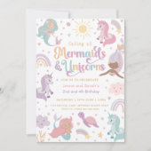 Mermaid Unicorn Party Invitation  (Devant)